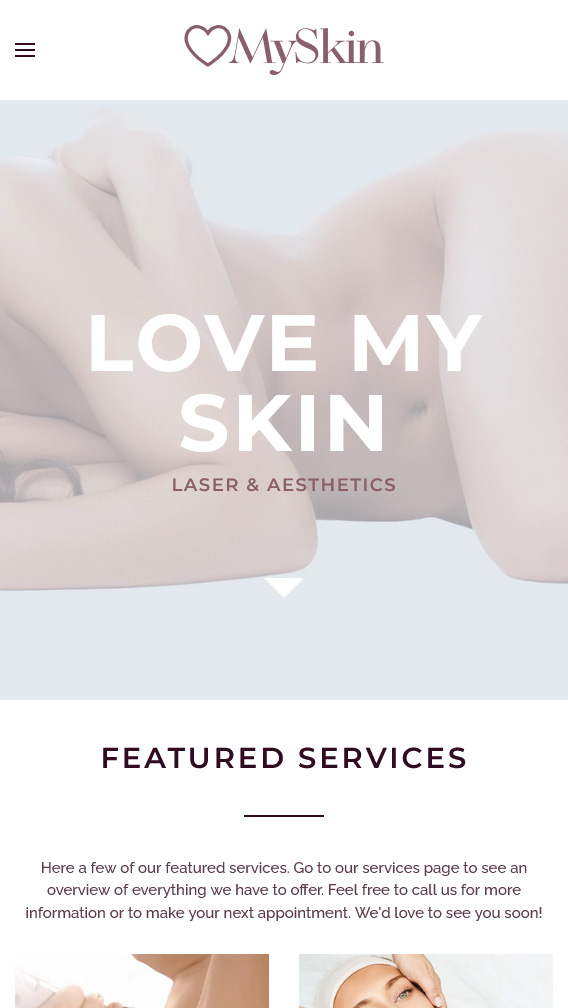 Love my skin laser website mobile screenshot